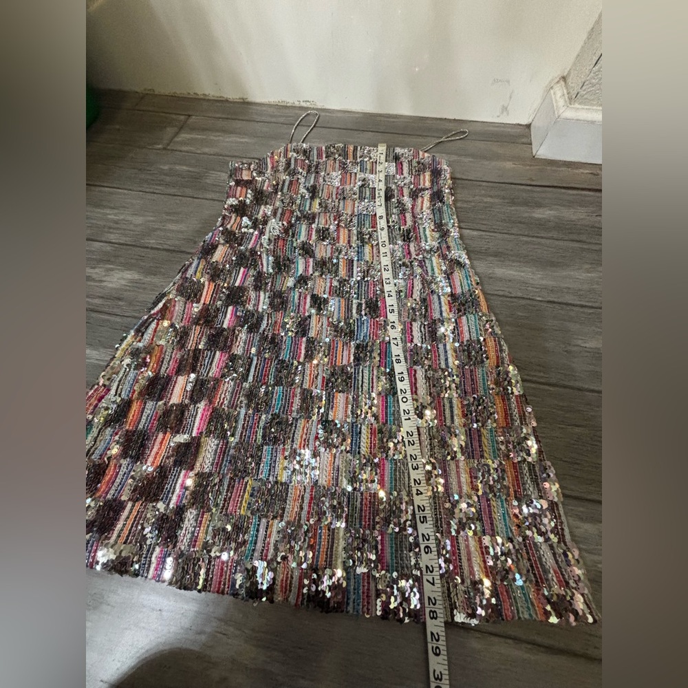 Nasty Gal Multi Color Sequin Checkerboard Mini Dress Sparkly Festival Party Sz10 - Picture 8 of 9